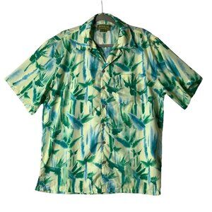 Aloha Co. Resort Wear Hawaiian Tropical Palm Trees Button Up Shirt Men Medium